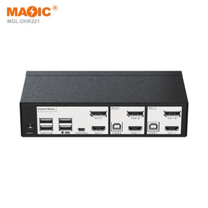4K 60Hz DP <strong>HDMI</strong> KVM Switch 2 in 2 Out <strong>Dual</strong>-screen Mix Multiport Display Audio Video Switch with Desktop Controller