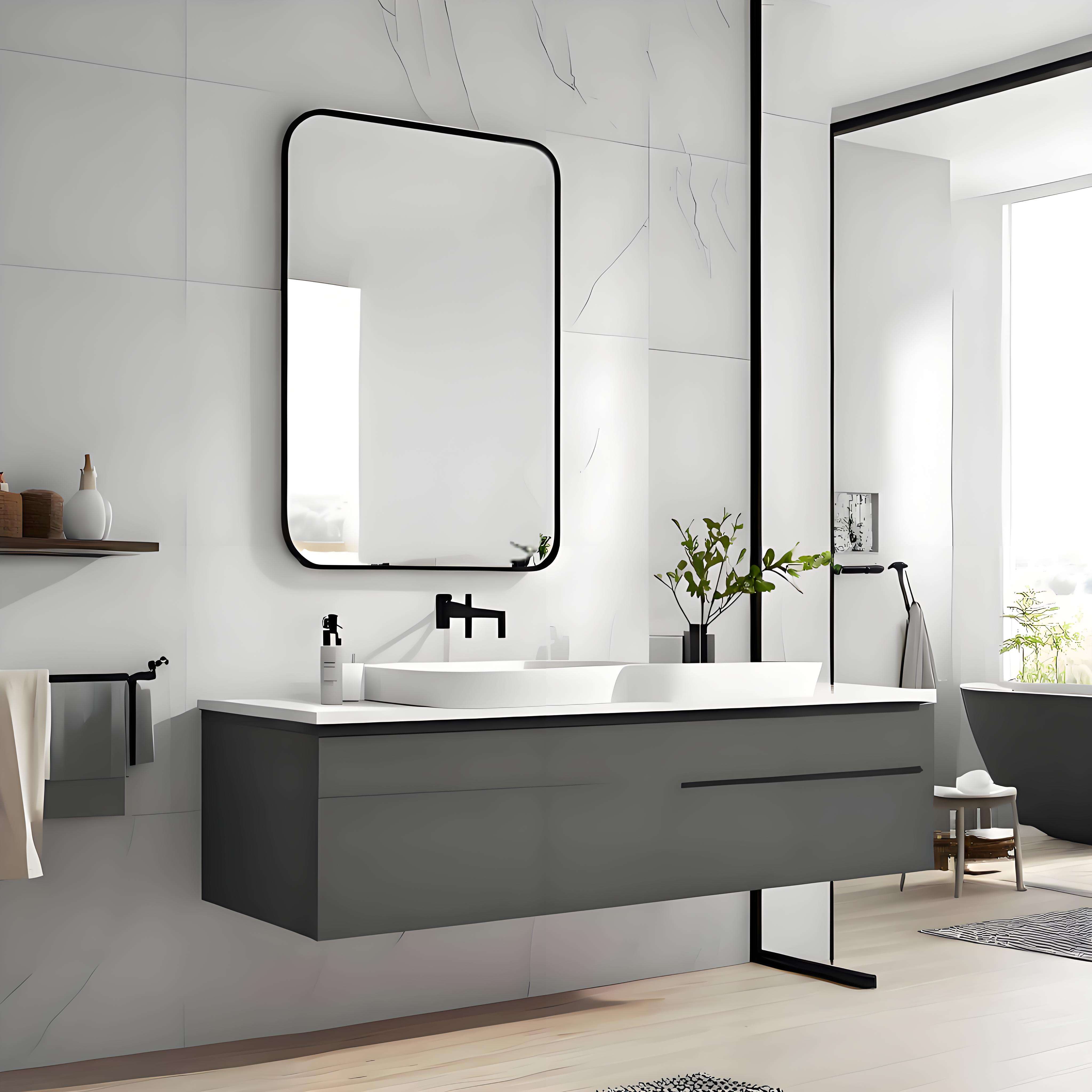 Negro + espejo de baño simple