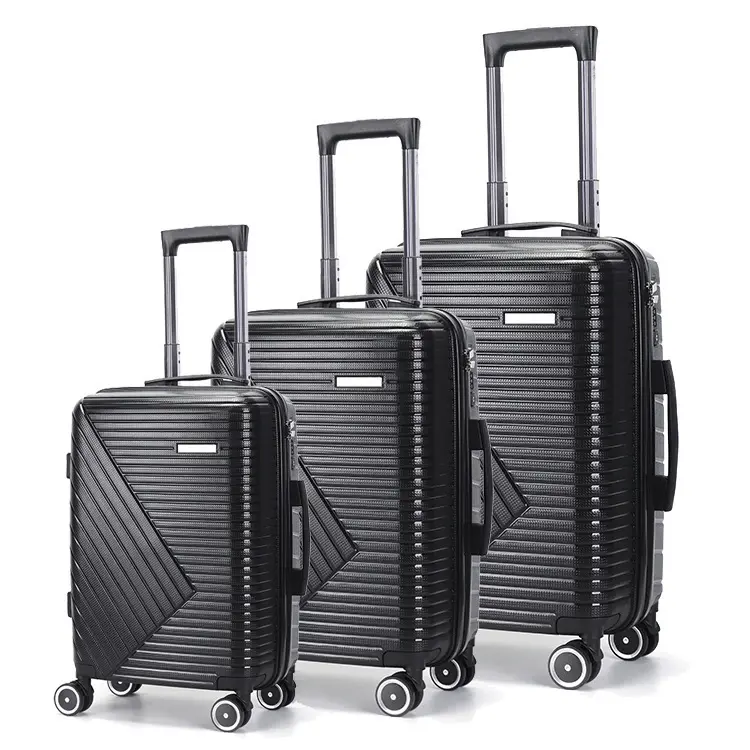 Nova chegada venda quente mala listrada de três peças 3 conjuntos de bagagem material PP com roda giratória uso para viagens de negócios