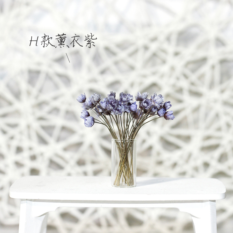 Flor estrella morada lavanda tipo H + botella de vidrio