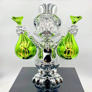 Modern Pop sanat tasarım Donald ördek heykeli özel reçine heykel iki şişe galvanik altın rengi fiberglas ördek 3D hazırlanmış