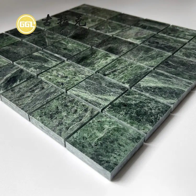 Telha mosaica de pedra de mármore verde natural, preço de fábrica, para decoração da piscina