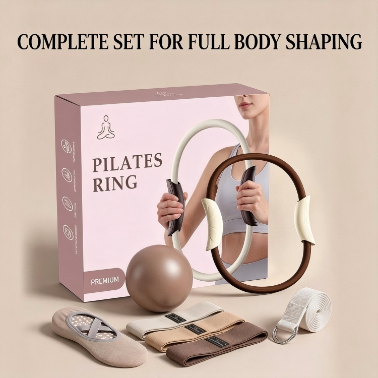 Beige ring +1 ball+ 3resistance bands+1 strech band+1pair sock