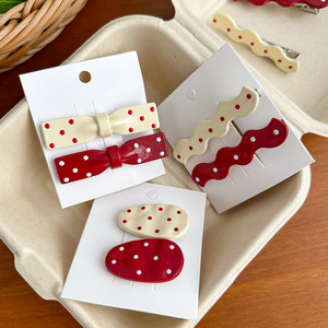 Phong cách đẹp mùa xuân màu Bow Knot thiết kế Acrylic kim loại Duckbill Clip Dot Bow tóc Clip bán buôn cô gái ngọt ngào kẹp tóc - Product Image 6