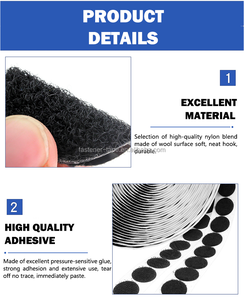 Puntos de gancho y bucle de doble cara de nailon de alta calidad con pegamento, círculos adhesivos reutilizables extraíbles, puntos de sujeción autoadhesivos - Product Image 3