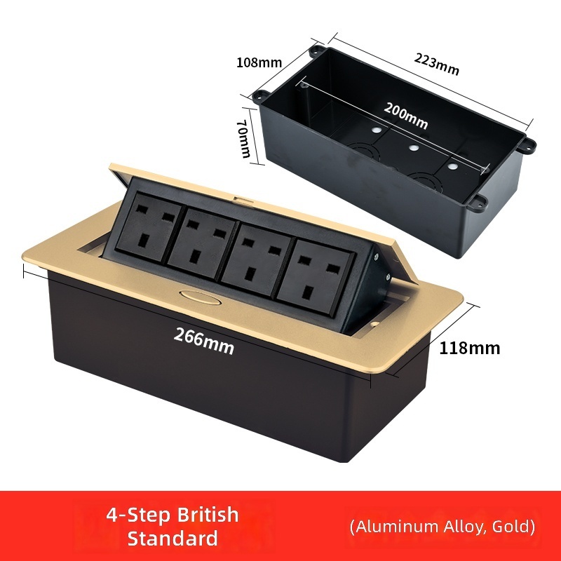 Four-pin three-hole hong kong plug-gold color