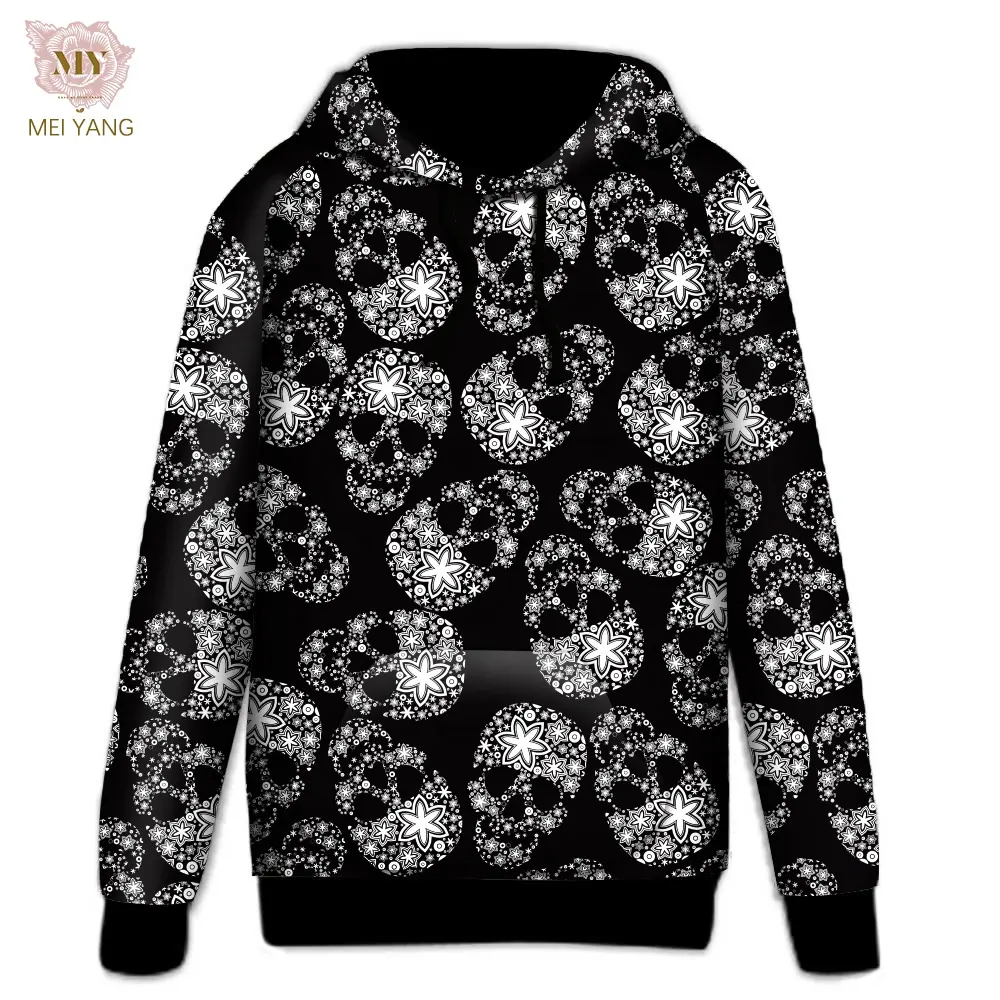 Felpe per coppie Pullover da donna di nuova moda all'ingrosso con grandi tasche Logo personalizzato felpe con cappuccio stampate con teschio per le donne