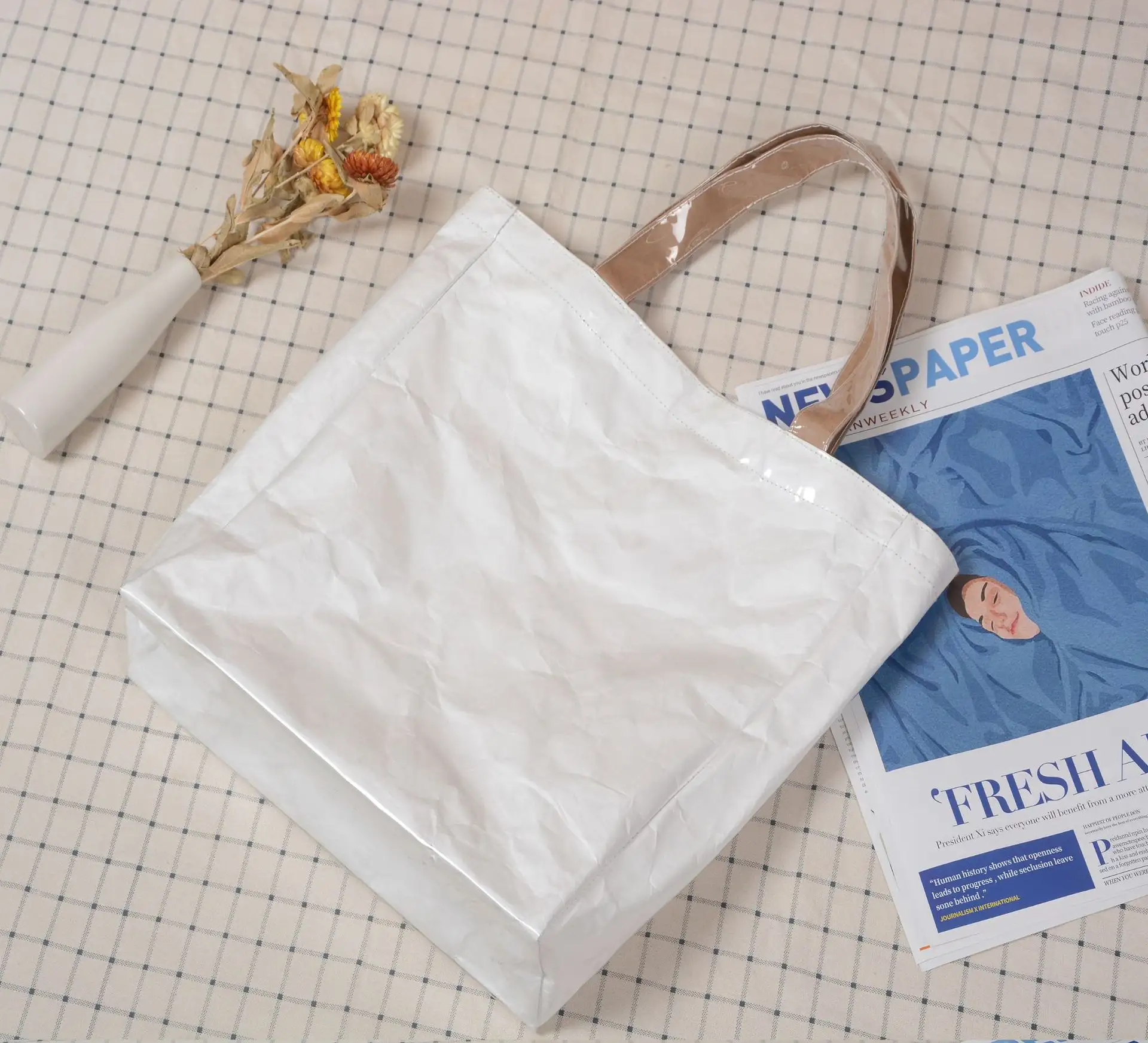 Экологически чистая коричневая сумка для покупок из переработанной крафт-бумаги, многоразовые моющиеся бумажные пакеты Dupont Tyvek/