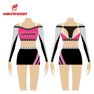 Mamre özel baskılı nefes amigo kıyafet Spandex ile kristal dekorasyon Cheer üniforma takım için - Product Image 2