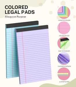 Listas de tareas pendientes Bloc de notas pequeño multicolor Bloc de notas de colores Paquete de 8 almohadillas legales de colores - Product Image 3