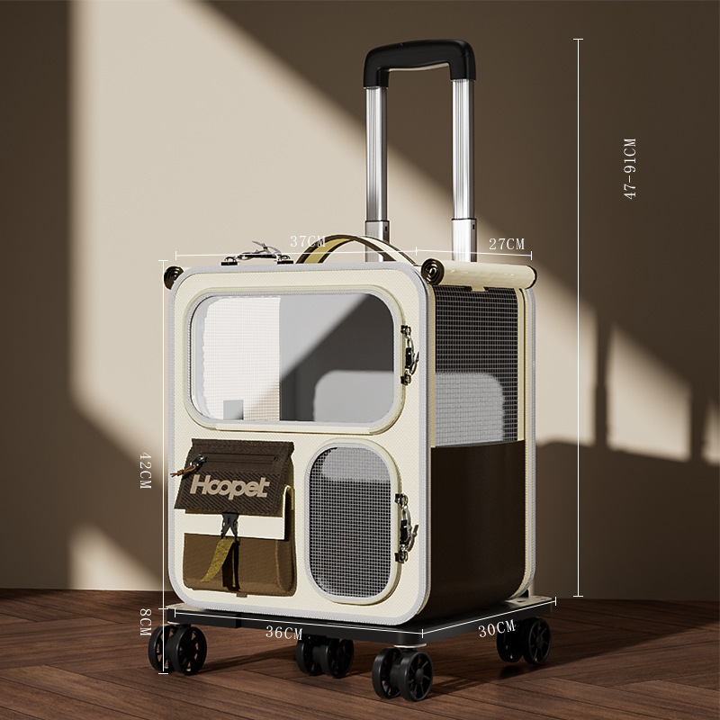 Beige brown trolley bag