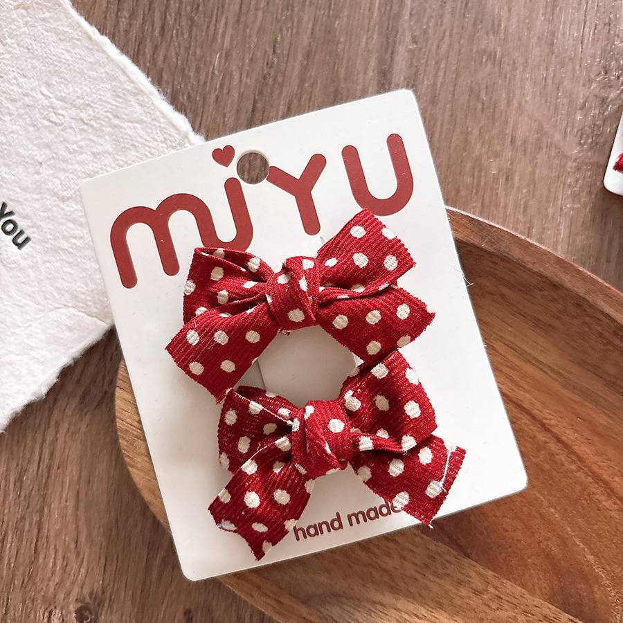 2-polka dot bow hair clip