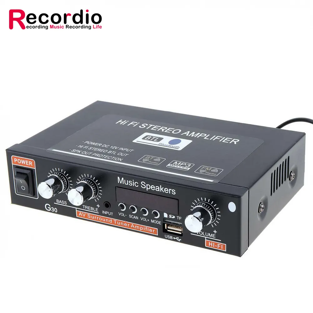 Amplificador Digital de alta fidelidad para coche, reproductor de música estéreo con control remoto, GAP-G30 EU/US G30, BT