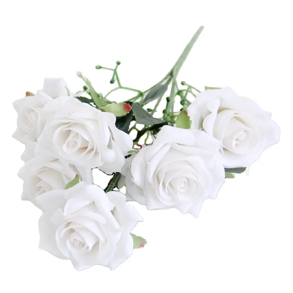 Ramo de rosas artificiales para decoración de boda, venta directa de fábrica