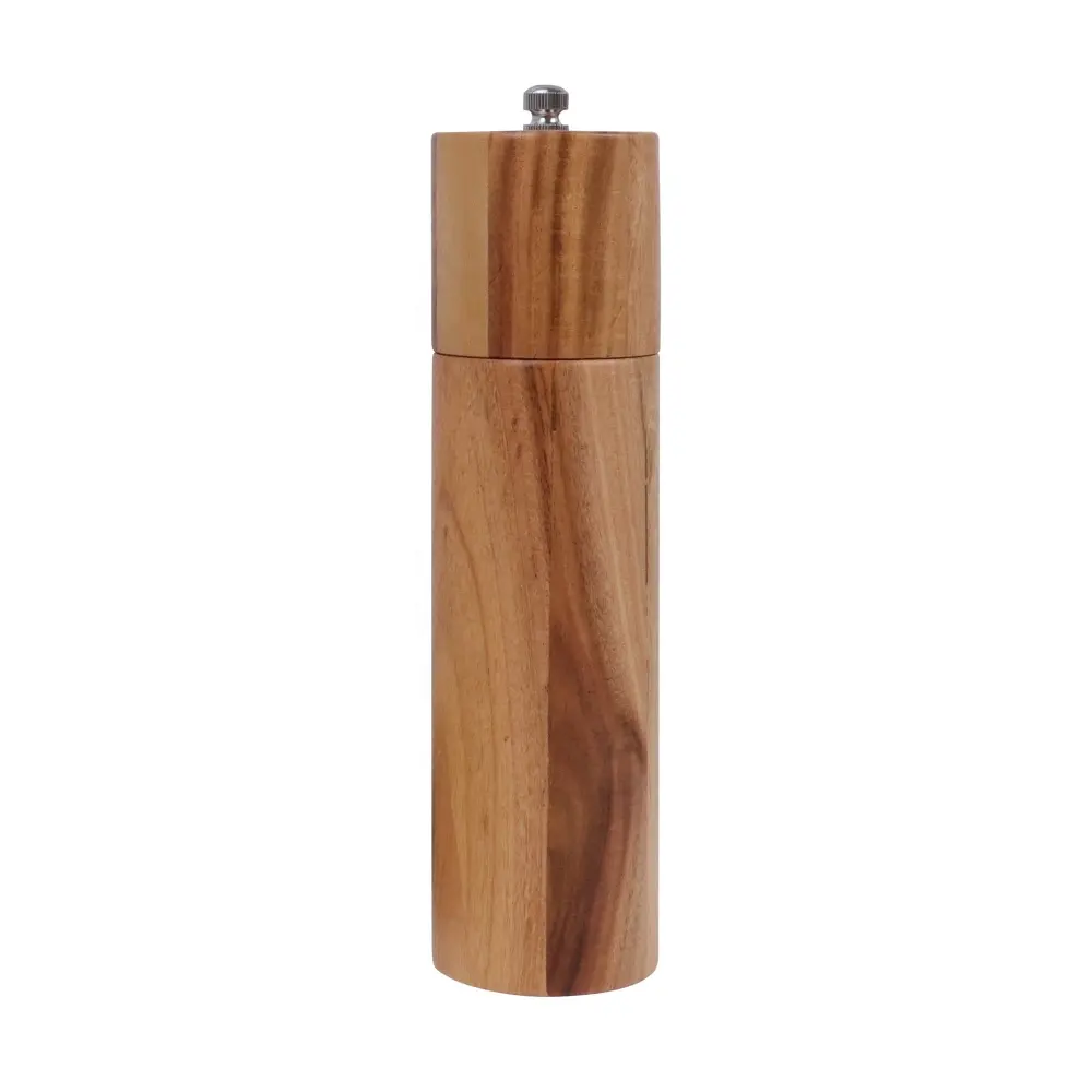 Molinillo de pimienta de Acacia ajustable, conjunto de molinillo Manual de madera para sal y pimienta