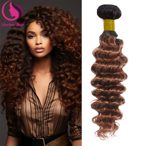 Derin dalga demetleri ile kapatma 1B/27 Ombre kahverengi renkli derin dalga <span class=keywords><strong>Vigin</strong></span> İnsan saç brezilyalı <span class=keywords><strong>Remy</strong></span> insan saçı örgüsü demetleri
