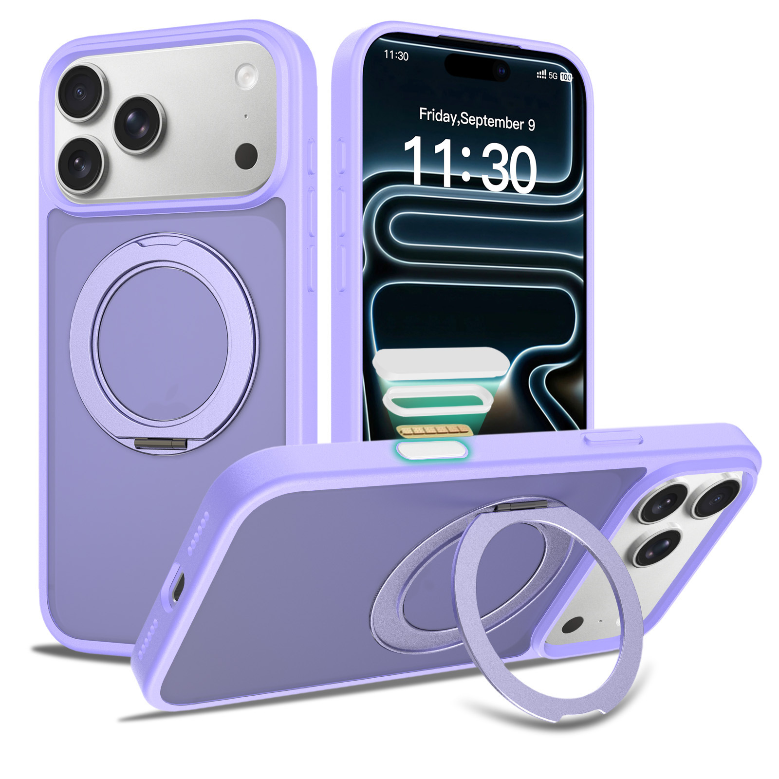 Bouton appareil photo violet clair
