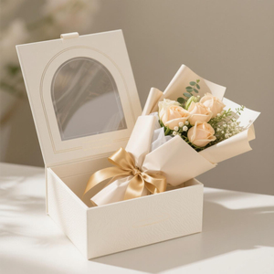 Benutzer definierte Jubiläen Geburtstag Verpackungs ordner Benutzer definiertes Logo Transparente Blumen Geschenk box mit Fenster zum Valentinstag