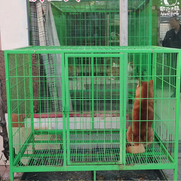 Paslanmaz çelik çift kapı yavru köpek kafesi katlanabilir katlanır kafes