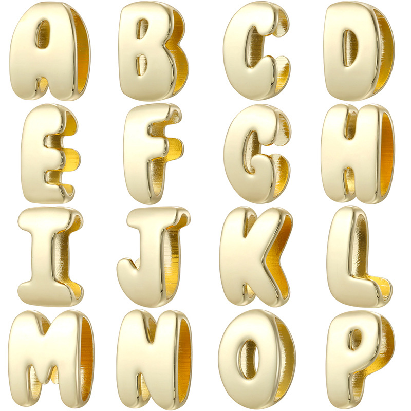 Perles droites dorées à grosses lettres