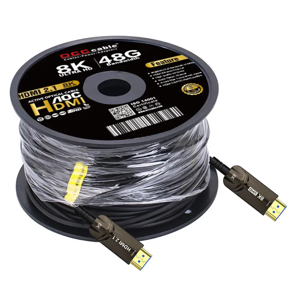 Grosir kabel HDMI 2.1 8K kabel serat optik kabel HDMI kecepatan tinggi Ultra mendukung 48Gbps HDR eARC dan HDCP2.2