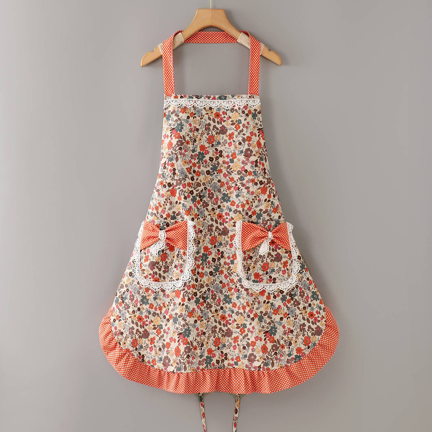 OrangeLZ665Canvas con bordo in pizzo e allacciatura al collo