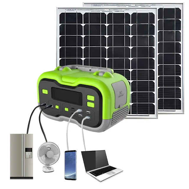 Baterai Kemah pintar litium 300w harga rendah dengan panel surya 100w stasiun daya tenaga surya portabel