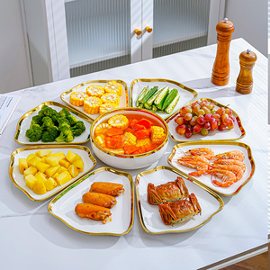 セラミック家族再会食器セットホワイトプレート卓上組み合わせ収集用ネット赤皿盛り合わせ - Product Image 3