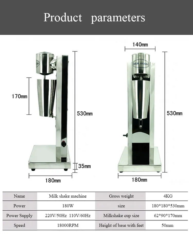 220V/110V Milkshake makinesi karıştırma fincan ile paslanmaz çelik 2 hız, yüzlü mikser Blender kokteyl mikser makinesi