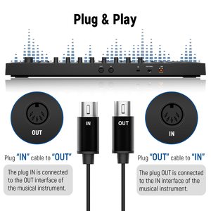 Cable MIDI USB tipo C personalizado de 72,4 "/184cm de longitud con teclado/sintetizador de conexión de entrada y salida - Product Image 6