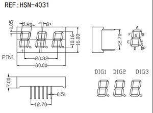 0,4-Zoll 7-Segment-Digitalanzeige 3-stellige LED Rot/Weiß/Blau/Gelb LED-Digital röhre Gemeinsame Kathode und Anode - Product Image 5
