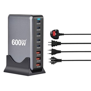 600W masaüstü GaN hızlı PD şarj 8 port USB tip-c adaptörü akıllı dijital cep scooter kulaklık için şarj standı standı - Product Image 2