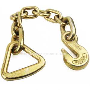 Cadena de EE. UU. con anillo Delta y gancho de agarre cada uno en un extremo G70 Cadena de encuadernación de transporte Cadena de registro galvanizada de 3/8" - Product Image 3