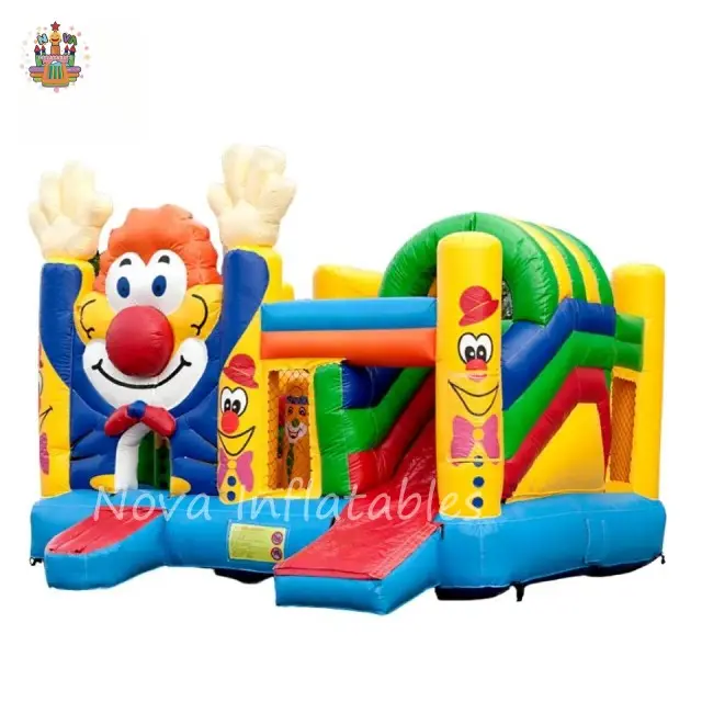 Customize size wholesale cheap price inflatable attraction clown inflatable bouncer combo bouncy castle for kids