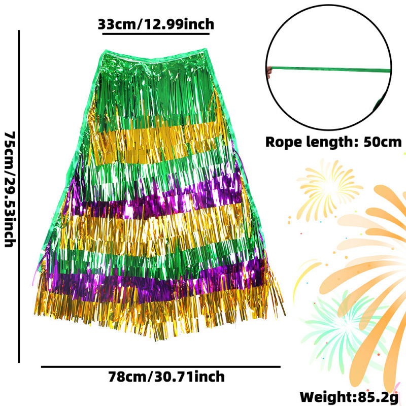 Multi-layered Purple-Gold-Green Tinsel Cape