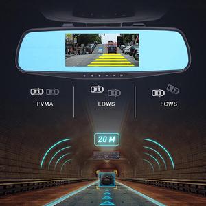 高清1080P 4.5英寸双镜头防水支持多语言汽车DVR后视镜仪表盘凸轮视频带倒车摄像头 - Product Image 3