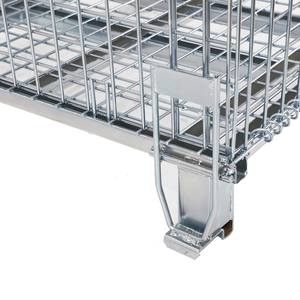 Contenedor a granel de malla de alambre plegable de acero metálico seguro y eficiente para almacenamiento de carga Apilamiento doblado en almacenes - Product Image 3