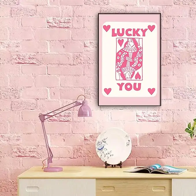 Rose reine des coeurs Poker esthétique affiches drôle Preppy carte à jouer toile mur Art chanceux vous imprime peinture