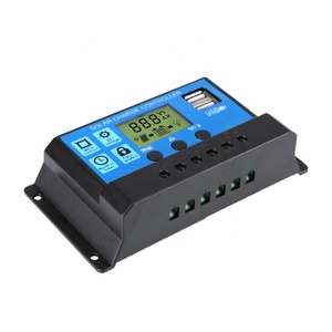 60A блок управления установкой на солнечной батарее 12V 24V Авто ШИМ Контроллер заряда со встроенным ЖК-дисплеем и двойной USB 5V Автомобильное зарядное устройство для домашнего использования - Product Image 2