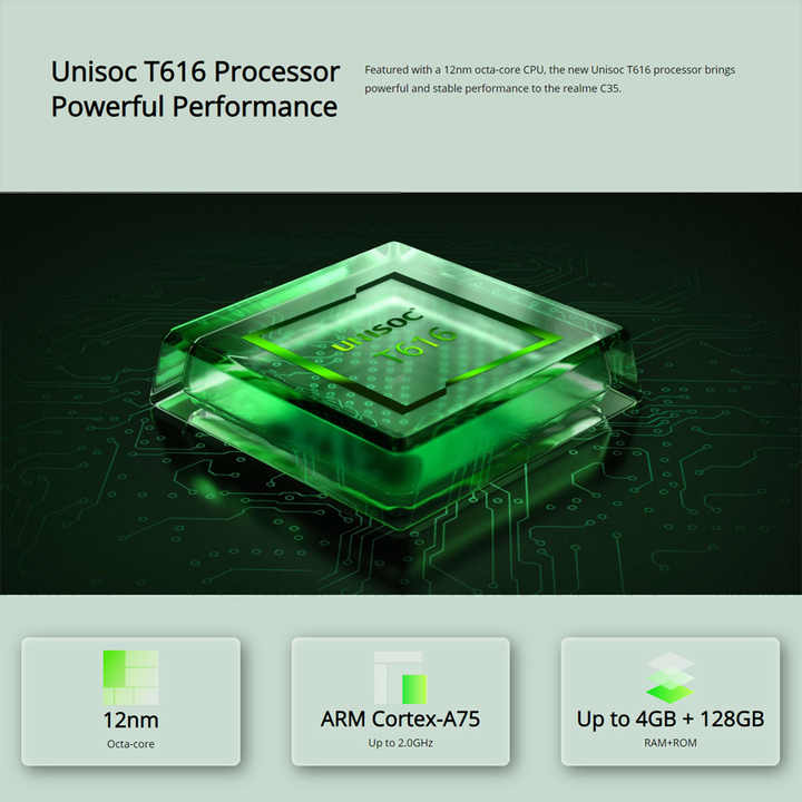 Realme C35 NFC Smartphone 6.6" FHD Unisoc T616 Octa Core Processor 50MP Camera 18W Charger 5000mAh Battery Russian Version