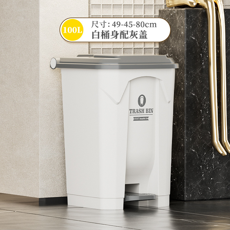 Seau blanc de 100 litres avec couvercle gris