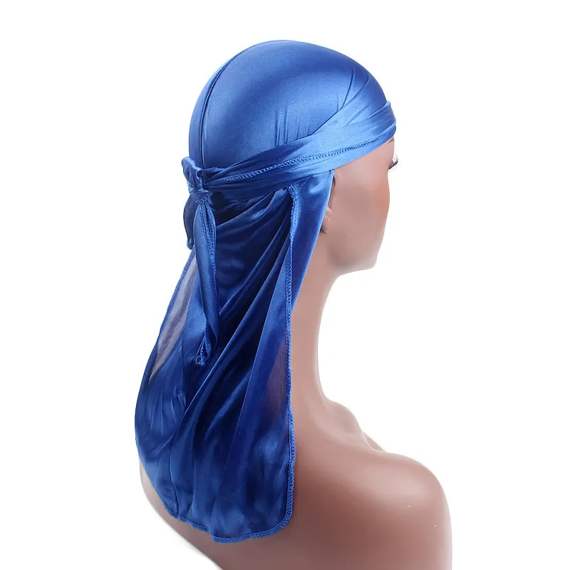 Prezzo più economico all'ingrosso raso unisex copricapo fascia designer seta durag porta lunga coda