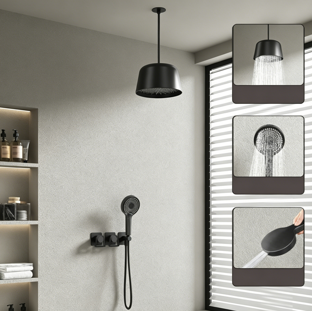 Black chandelier shower