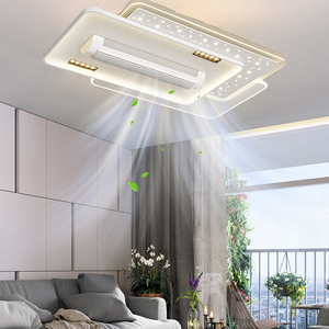 低噪音卧室小220伏遥控应用控制智能现代吊灯发光二极管吊扇带灯 - Product Image 1