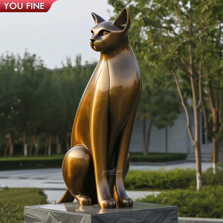 Statue de chat en Bronze, grande taille, décorative, pour le jardin et l'extérieur