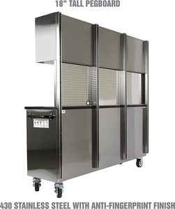 72英寸11抽屉上橱柜工作面、钉板、机械滚动箱、大工具箱、车库工作台、银色 - Product Image 3