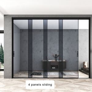 Tấm Tường kính liền mạch nhà cửa trượt đường lái xe nhôm mỏng cửa jamb phù hợp nội thất phòng ngủ thiết lập sang trọng tinh thể thủy tinh - Product Image 4