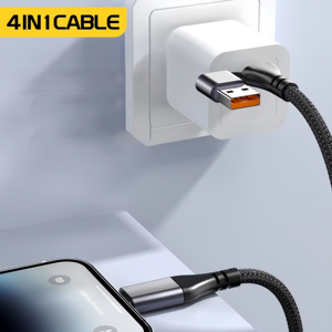 100W <span class=keywords><strong>4</strong></span> in 1充電データケーブル5A高速<span class=keywords><strong>Apple</strong></span> Type-Cマイクロナイロン編組USB携帯電話c-c充電器データケーブル