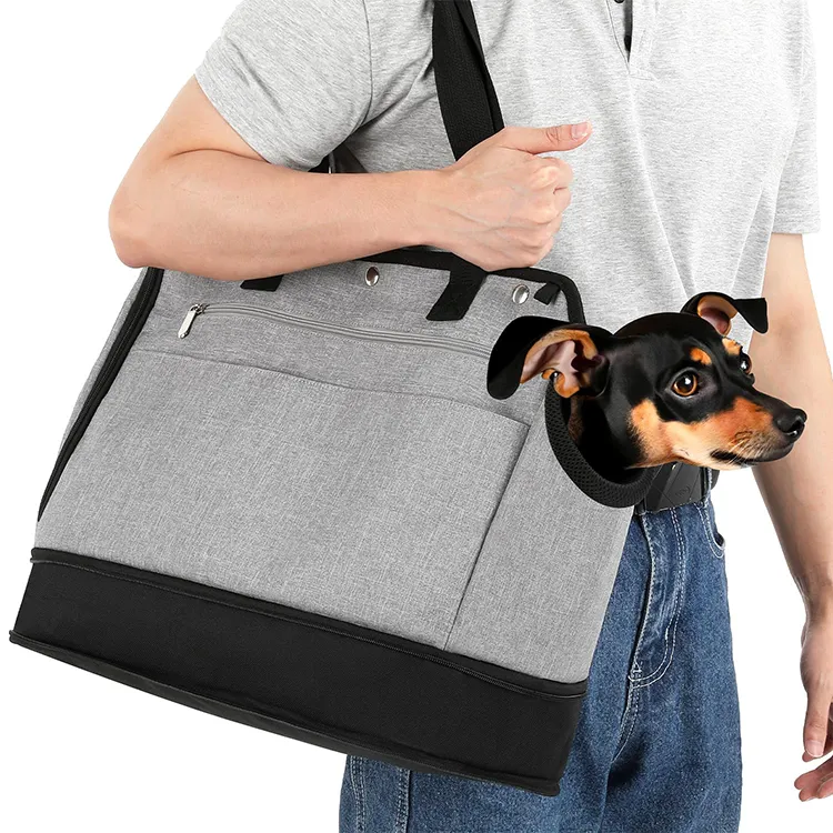 QQgift小型犬用キャリア拡張可能なソフトキャットキャリア航空会社承認のペットキャリア、通気性メッシュ犬用輸送バッグ付き