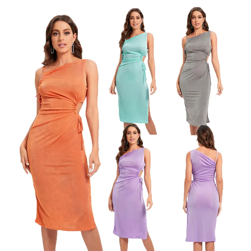 Casual Mouwloze Gat Vrouwen Kleding Sexy Kleding Vrouwen Jurken Lady Elegant Bodycon Jurken Zomer Jurk